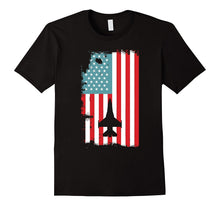 Fighter Plane Red White Blue Vintage Flag Patriotic T-Shirt