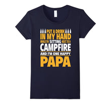 Happy Camping Papa Shirt - Drink in Hand by the Campfire
