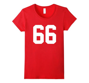 #66 Team Sports Jersey Number Front & Back Player / Fan Tee