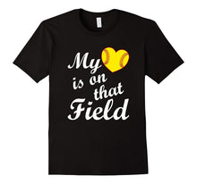 My Heart Is on That Softball Field Cute T Shirt for Mom Dad