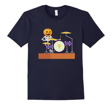 Drummer Skeleton T-Shirt Funny Halloween Pumpkin Head Tee