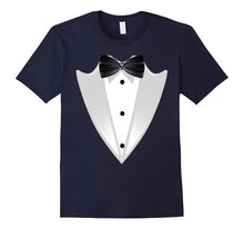 Funny Black Tuxedo Suit TShirt With Faux Lapel and Bow-Tie