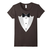 Funny Black Tuxedo Suit TShirt With Faux Lapel and Bow-Tie