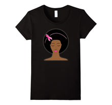 Breast Cancer Awareness Pink Ribbon Black Women Afro T-Shirt