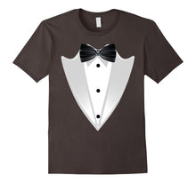 Funny Black Tuxedo Suit TShirt With Faux Lapel and Bow-Tie