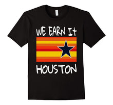 Houston Baseball T-Shirt Throwback Astro Stripe WE EARN IT