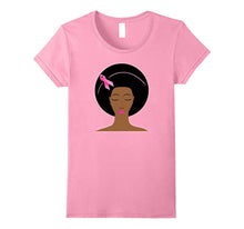 Breast Cancer Awareness Pink Ribbon Black Women Afro T-Shirt