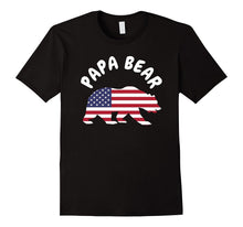 Mens Papa Bear T-Shirt Father's Day USA American Flag Fun Shirt
