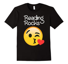 Reading Rocks Fun Teacher Reader Emoji Love T Shirt
