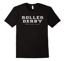 Hit Like a Girl Roller Derby Premium Distressed T-Shirt