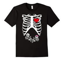Pregnant Mother of Twins Skeleton Halloween Costume T-Shirt