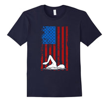 Swimming, American Flag Sports Player Silhouette T-Shirt