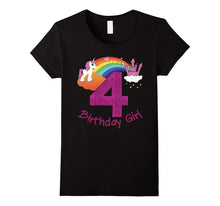 4th Birthday Girl Princess Rainbow Unicorn T Shirt Tee