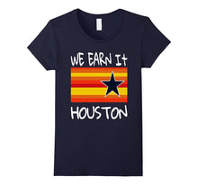 Houston Baseball T-Shirt Throwback Astro Stripe WE EARN IT