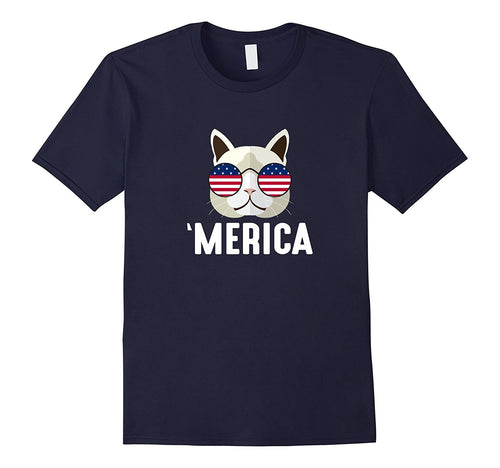 'Merica - Cat Flag Glasses - T-Shirt