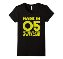 12th Birthday Gift T-Shirt Made in 2005 Awesome 12 Years Old