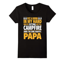 Happy Camping Papa Shirt - Drink in Hand by the Campfire
