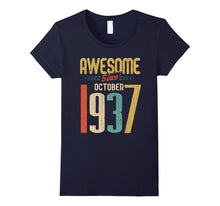 Awesome Since October 1937 T-Shirt Funny 80th Birthday Tee