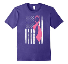 Breast Cancer Awareness T-Shirt American Flag Distressed Tee