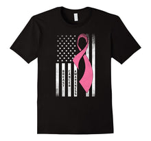Breast Cancer Awareness T-Shirt American Flag Distressed Tee
