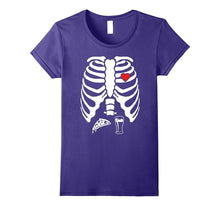 Skeleton Pregnancy Pizza Beer X-Ray Halloween T-Shirt