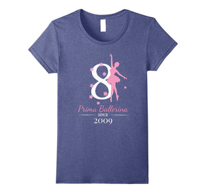 #8 Ballerina Birthday T-Shirt - Prima Ballerina Since 2009