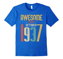 Awesome Since October 1937 T-Shirt Funny 80th Birthday Tee