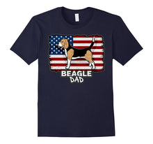 Mens Beagle Dad Dog American Flag T-Shirt