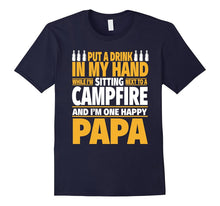 Happy Camping Papa Shirt - Drink in Hand by the Campfire