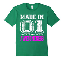 16th Birthday Gift Shirt Made in 01 16 Years of Awesomeness