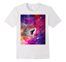 Cool Crazy Angry Cat With Laser Eyes in Space Galaxy T-Shirt