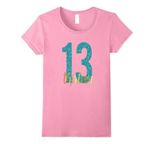13th Birthday Shirt Gift Gold Mermaid Blue Thirteen 13