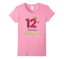 12th Birthday Girl T-Shirt Princess Crown - Gifts Childrens