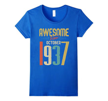Awesome Since October 1937 T-Shirt Funny 80th Birthday Tee