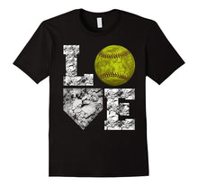 Softball Distressed Ball T-Shirt Cute Mom Love T-Shirt