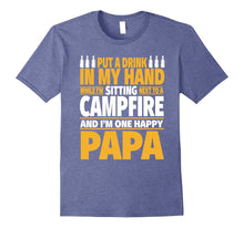 Happy Camping Papa Shirt - Drink in Hand by the Campfire