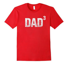 Mens Dad Cubed - Father to Three Kids Distressed T-Shirt