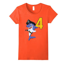 Kids 4th Birthday Pirate Shark T-Shirt for 4 Year Old Boys