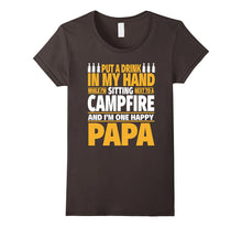 Happy Camping Papa Shirt - Drink in Hand by the Campfire