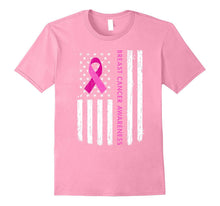 Breast Cancer Awareness T-Shirt American Flag Distressed Tee