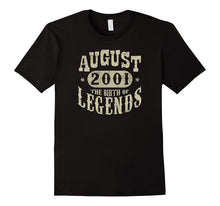 16 Years 16th Birthday August 2001 Birth of Legend T-Shirt