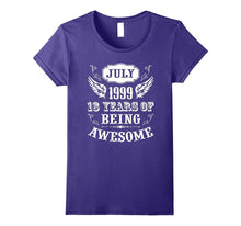 18th Birthday Gift T Shirt Years of Being Awesome July 1999
