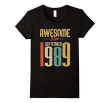 Awesome Since September 1989 T-Shirt Funny 28th Birthday Tee