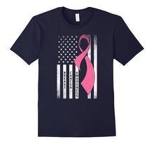 Breast Cancer Awareness T-Shirt American Flag Distressed Tee