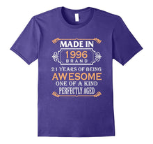 21th Birthday T Shirt Gift 21 Years Awesome Made in 1996 Tee