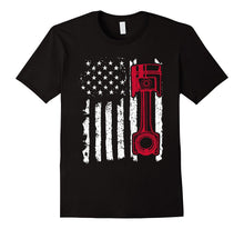 Distressed Vintage American Flag Piston Muscle Car T-Shirt