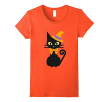 Halloween Black Cat With Hat and Bow Japanese Funny Tshirt