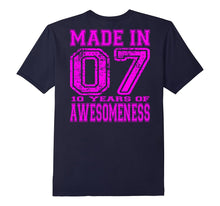 10th Birthday Gift Shirt Made in 07 10 Years of Awesomeness