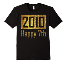 2010 Happy 7th Birthday Gift - Gold Glitter Style Tshirt