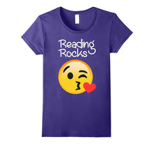 Reading Rocks Fun Teacher Reader Emoji Love T Shirt